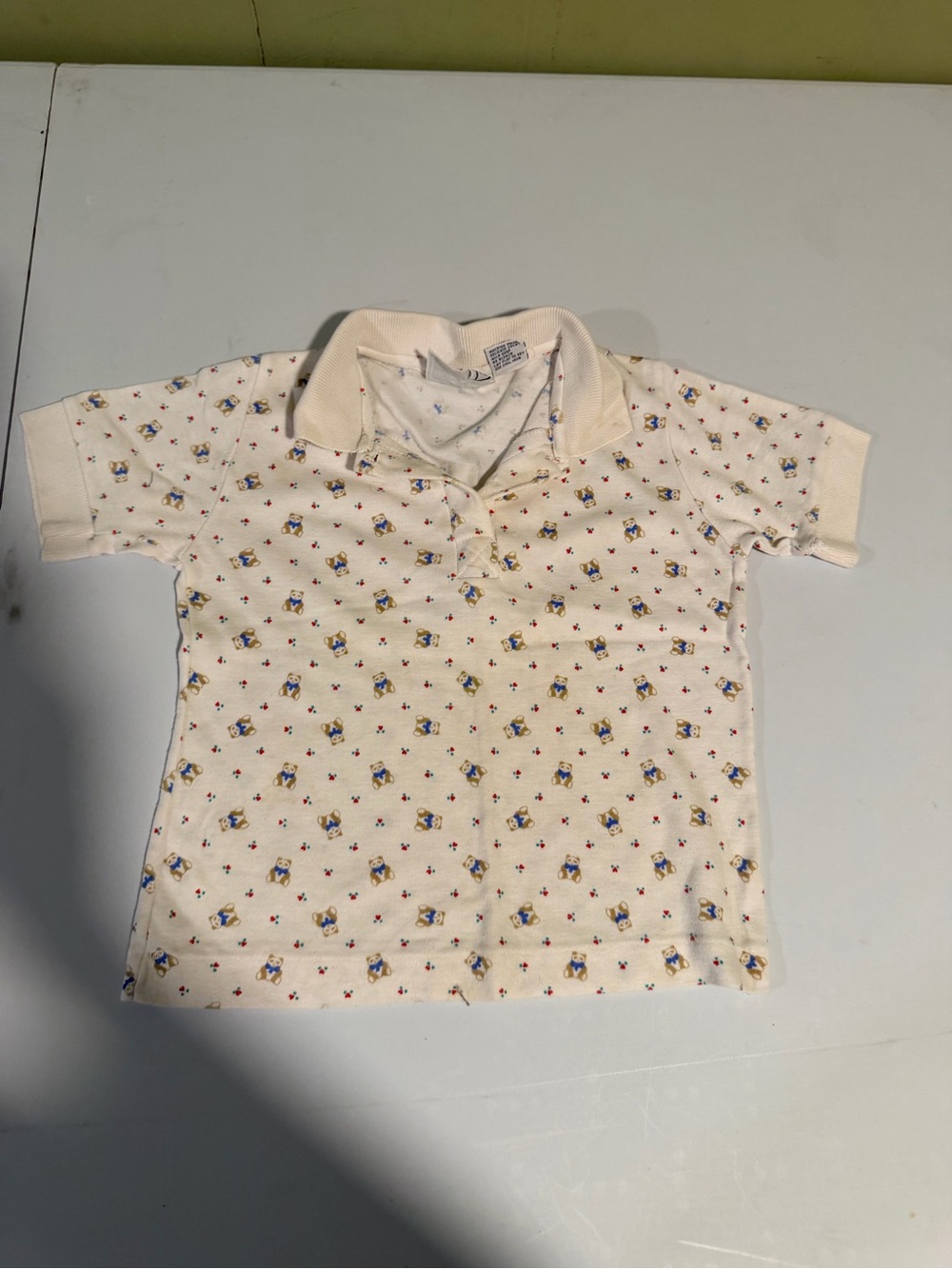 Vintage Cream Polo Shirt with Cute Print - Kids